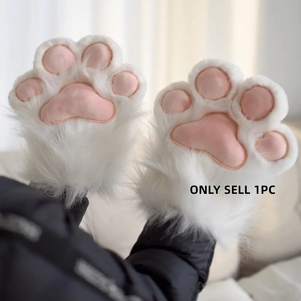Cat Paw Design Plush Soft Stuffed Toy, 1 Count Cute Plush Furry Cat Claw Gloves, Mittens for Festival Cosplay Costume Accessories, Gift for Kids, Home Decor