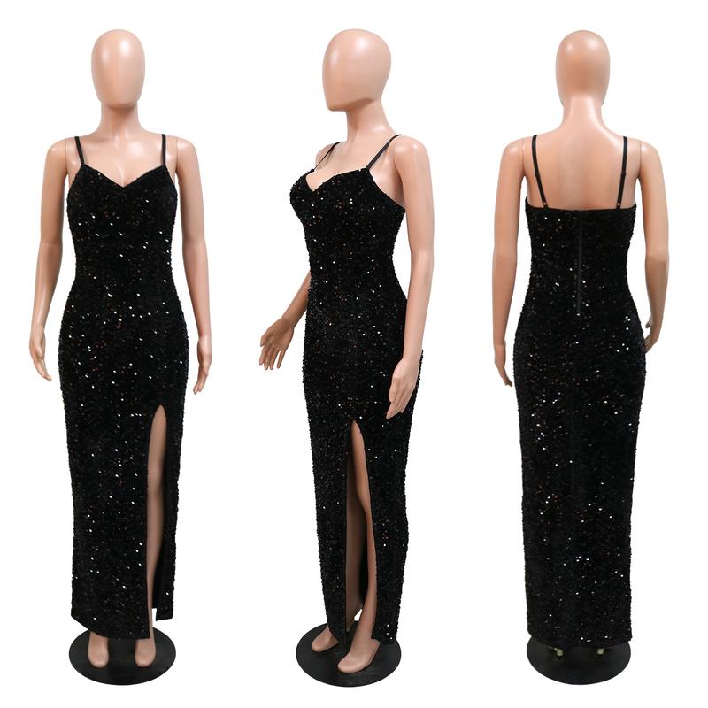Women's Tall Elegant Sequin Sparkling Formal Dress, Sexy Party Dress Long Gown, Perfect for 2024 Graduation Parties, Weddings, Prom, Summer Party Dresses, Available in Purple, Black, Blue, Green, Gray evening dress