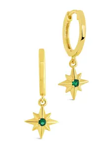 Demi CZ Burst Charm Hoop Earrings