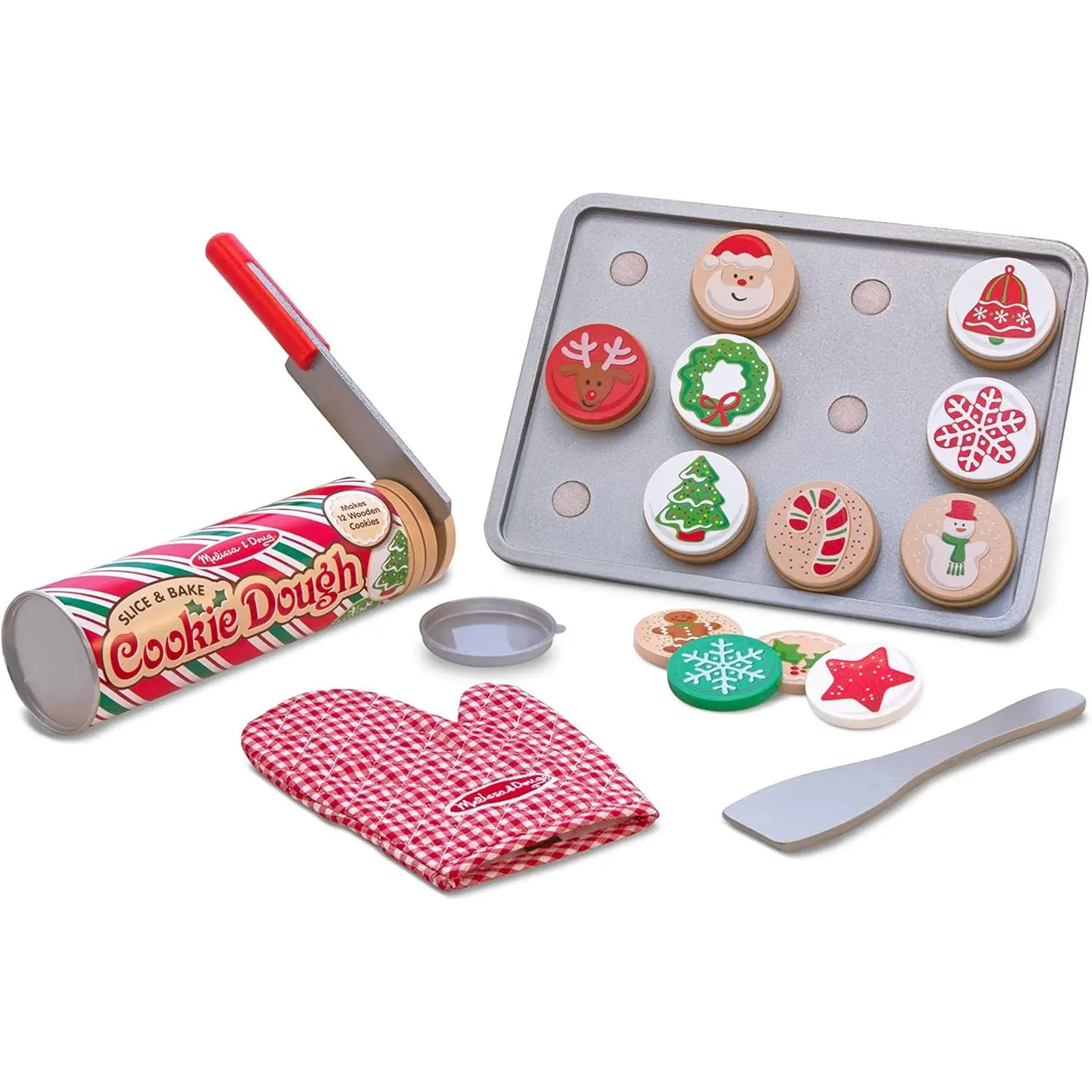 Slice and Bake Wooden Christmas Cookie Play Food Set