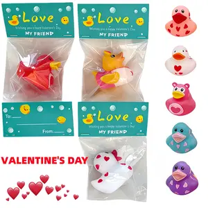 New Valentine's Day 10/15/25pcs Children Rubber Duck Random Gift, Suitable for School Rewards, Student Valentine's Day Gifts, Exchange Party.