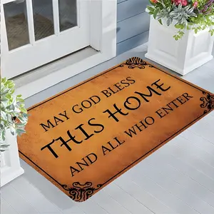 Religious Blessing Design Doormat, Vintage Design Entrance Rug, Household Decorative Rug, Highly Absorbent Floor Mats, Anti-slip Quick drying Soft Carpets, Indoor Outdoor Entrance Carpet Home Decor, Gifts for Family and Friends