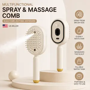 Electric Spray Air Cushion Massage Comb - Self-Cleaning, Anti-Tangle, Anti-Static, Volumizing Hair Brush with Essential Oil Mist Aromatherapy for Bathroom Hair Care