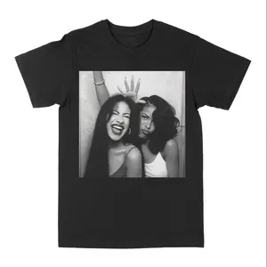 Selena & Aaliyah Photo Booth 2 Graphic Tee, Graphic Vintage Streetwear Style Shirt, Big Face T-Shirt, Unisex Cotton T-Shirt, Menswear, Womenswear