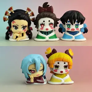 Demon Slayer Entertainment District Arc Uzui Tengen Agatsuma Zenitsu Mini Figure Hidden Yukaku Street Model Desktop Ornament Anime Collectible Doll Gift