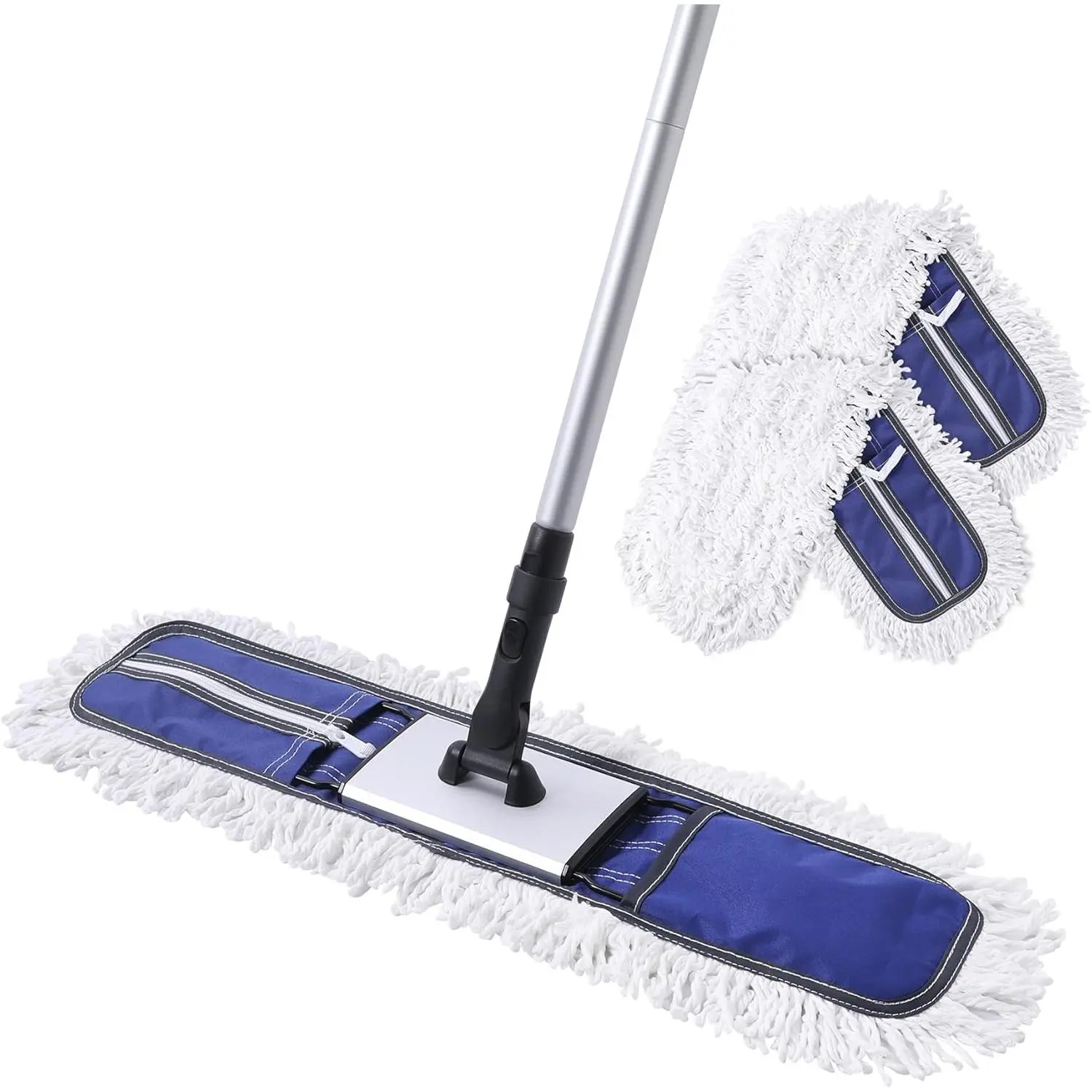 24" Commercial Dust Mop for Floor Cleaning, Heavy Duty Duster Floor Mop with 59" Extendable Long Handle,Hotel Gym Garage  Household Cleaning Supplies for Hardwood,Marble Floors,Blue