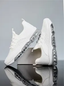 Men's Lightweight Blade Sneakers, Breathable Cushioning Knitted Sports Running Shoes for Outdoor & Daily Style