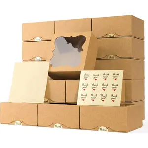 20 Pack Cookie Boxes for  Giving - 6X6X3 Inches Bakery Boxes with Window - Extra Thick Small Cookie Containers for , Desserts, Strawberries, Cupcakes, Candy, Charcuterie, Baked Goods, Pastry