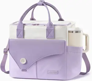 LOVEVOOK Cute Insulated Lunch Bag for Women, Wide Opening Leakproof Cooler Tote with Large Cup Holder and Shoulder Strap, Adult Lunch Box for Work Picnic Campus