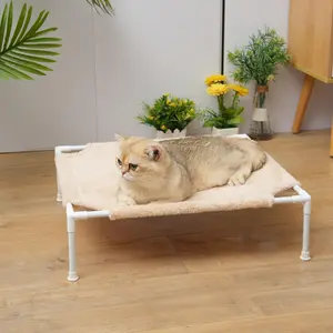 Pet Non-Slip Base Elevated Bed Pet Non-Slip Base Elevated Bed - Suitable for Small Dogs and Cats, Machine Washable, Indoor/Outdoor Dual-Use Pet Bed, Portable Pet Furniture Bed (Brown Fleece Style)