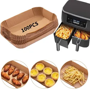 100 Sheets Air Fryer Disposable Liners, Non-Stick Rectangular Parchment Paper, For Ninja DZ201 & Foodi DualZone Air Fryer, Food-Grade Ninja Air Fryer Accessories
