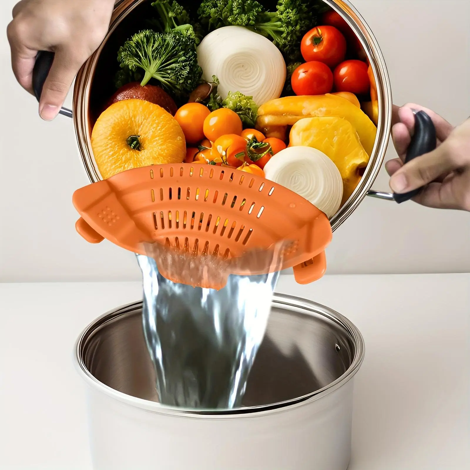 Single Clip-On Strainer for Various Cookware, Pasta Drainer Attachment for Meat, Vegetables, And Fruits, Kitchen Colander