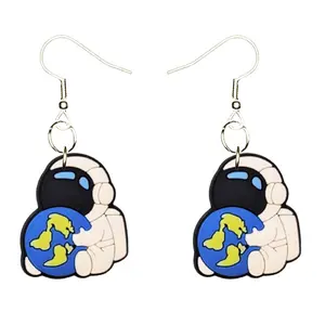 Astronaut Earth Earrings Hypoallergenic Silver Plated Fishhooks Yazzle Dazzle Space Ship
