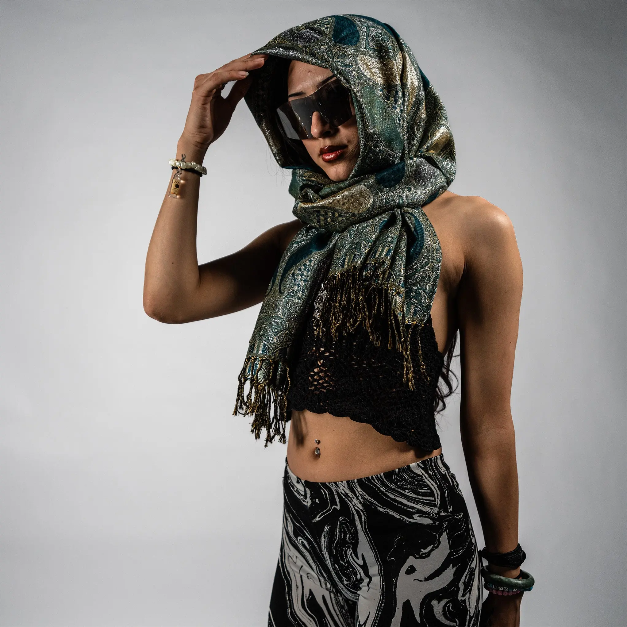 Metallic Drip Rave Pashmina Scarf Metallic Drip Rave Pashmina Scarf