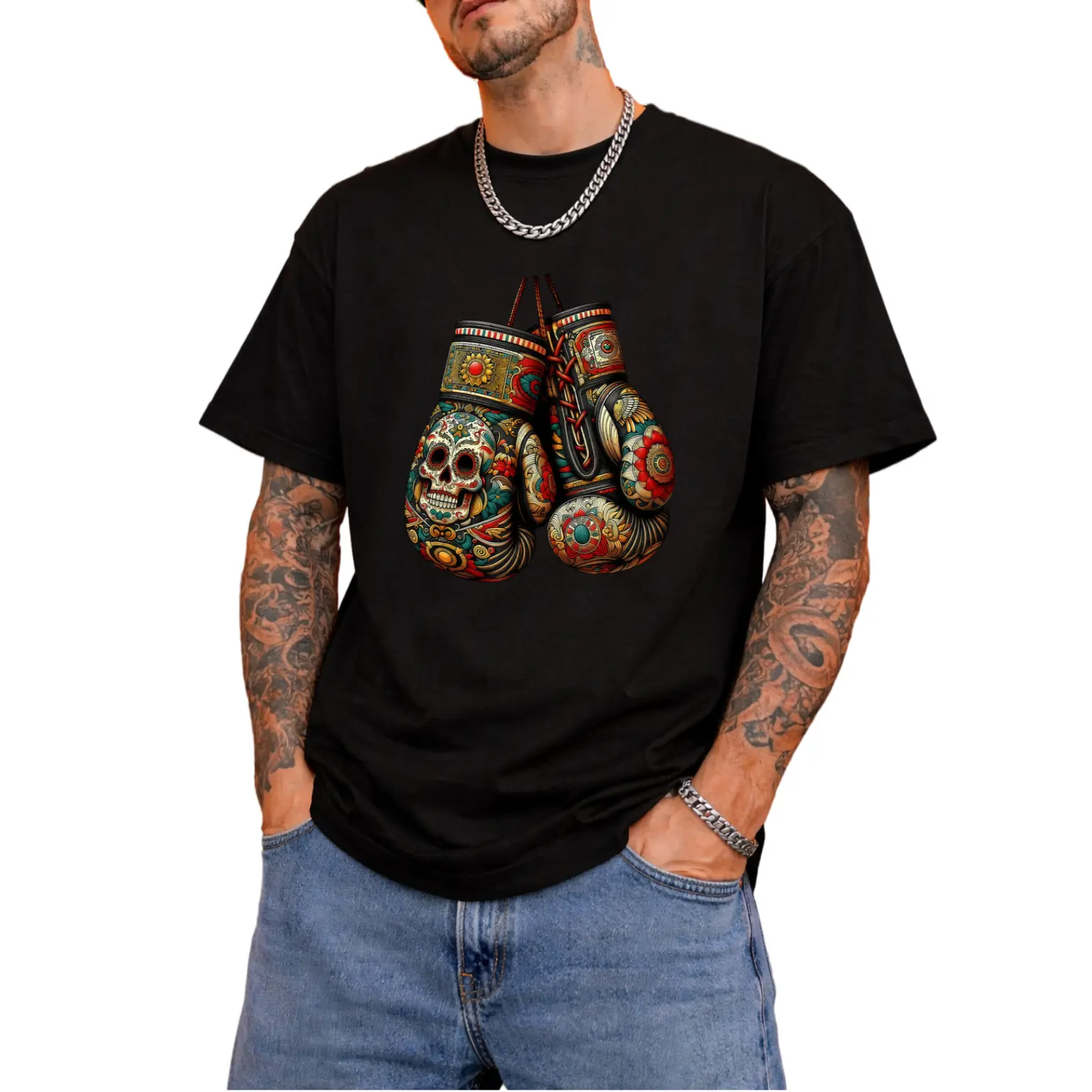 Mexican Vintage Style Boxing, Chicano Clothing, Mexican Clothes, Chicano Style Art Graphic Tee for Men , Gangster Clothes Lowrider Art