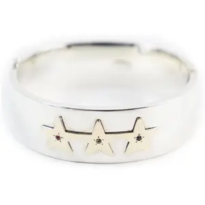 Pre-owned Tiffany & Co. Sterling Silver 925 (Ag925) Small Leather Goods Tiffany & Co 3 Star Bangle Ruby Diamond Sapphire