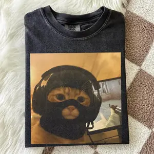 Comfort Colors Funny Gamer Cat Meme Shirt, CSGO Cat Shirt, Tactical Kitty Joke Tee, Gen Z Brainrot Gift, Cool Cat Gaming Top