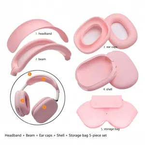 Aston Digitalfor AirPods Max Silicone Case Five-piece Set - Headband Beam Ear Caps Shell Storage Bag Complete Kit