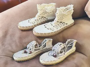 Handmade Crochet Shoes for Women - Knitted Ballerina Flats, Perfect Crochet Gift, Fashionable Women's Footwear, Ankle Wrap Shoes