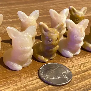 Orange Calcite Eevee Carving Crystal Carving Pokemon Carving