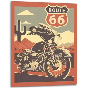 “Route 66” - Abstract Harley - Motorcycle Poster - Motorcycle Poster for Room - Cool Classic Poster - (Unframed) - 11x14 Inches