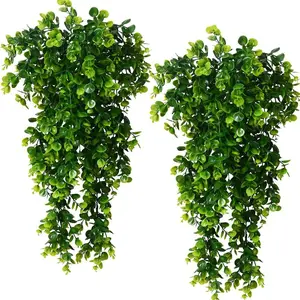 Realistic Round Eucalyptus Vine Fake Hanging Plant Vines Home Office Wall Decor Artificial Greenery, Durable & Natural-Looking Design
