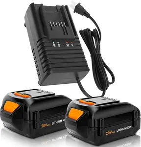 2Packs 8000mAh WA3525 Replacement Battery Compatible with WA3520 WG151s WG251s and WA3868 20 Volt Quick Charger Compatible with Worx 20V Battery