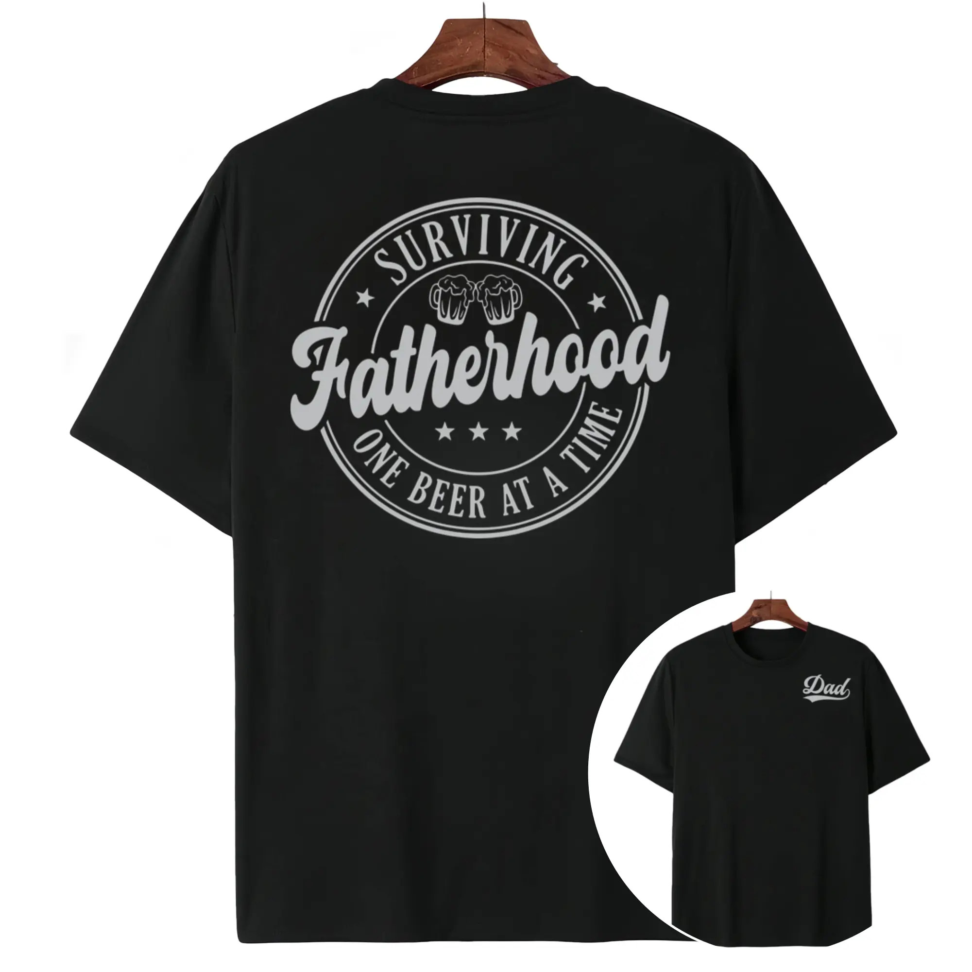 Dad Shirt, Surviving Fatherhood One Beer At A Time Front And Back Shirt, Funny Beer Loving Dad Gift