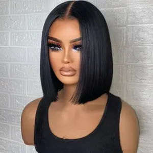 Short Bob Wigs 13x4 Frontal Bob Transparent Lace Front Wigs Human Hair Pre Plucked Hair Wigs for Black Women Natural Black