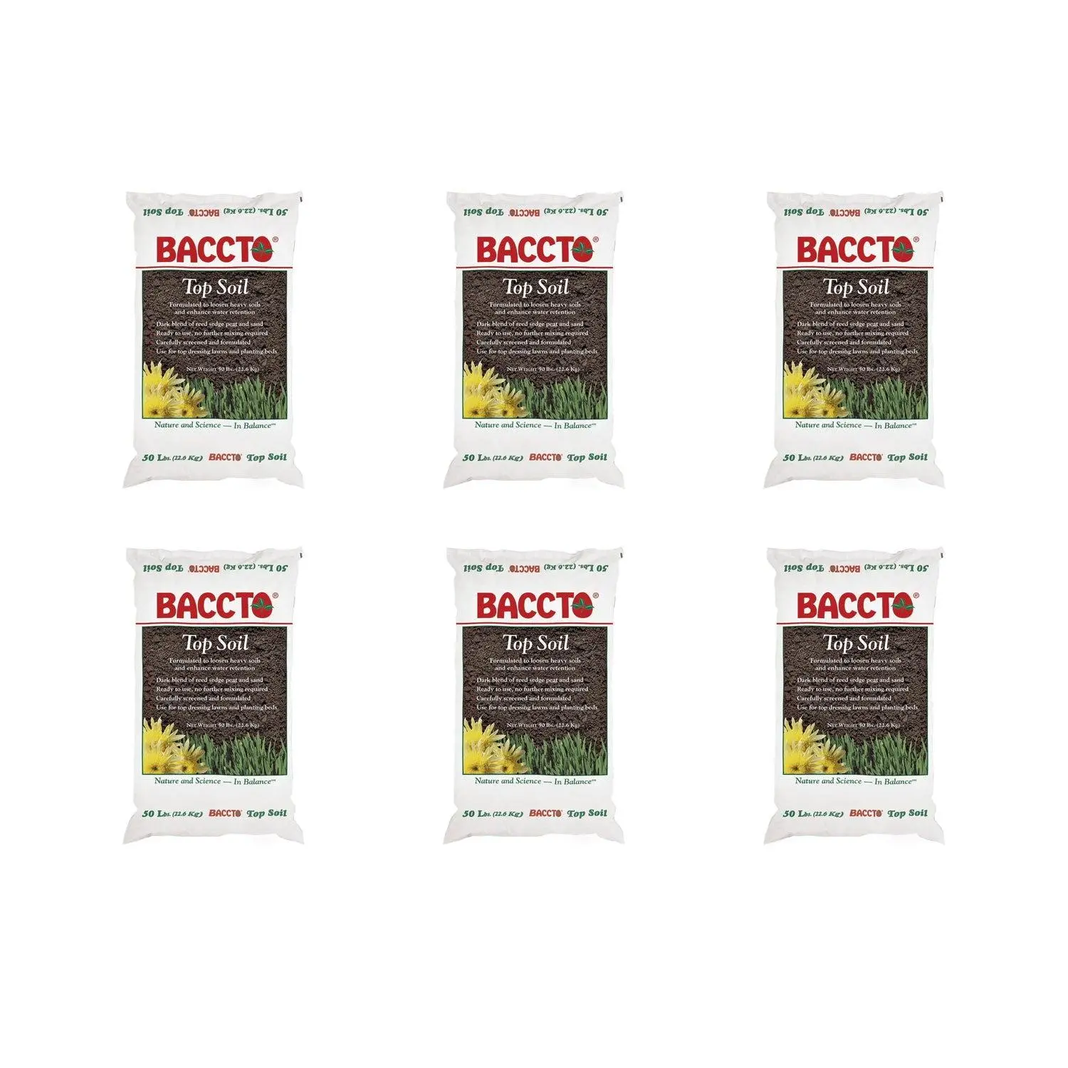 Michigan Peat 1550P Baccto Top Soil with Reed Sedge and Sand, 50 Pounds, 6 Pack Michigan Peat 1550P Baccto Top Soil with Reed Sedge and Sand, 50 Pounds, 6 Pack