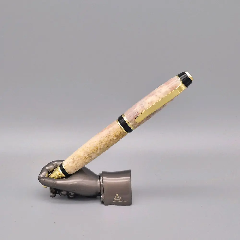 Handcrafted Deer Antler Twist Pen With Gold Hardware