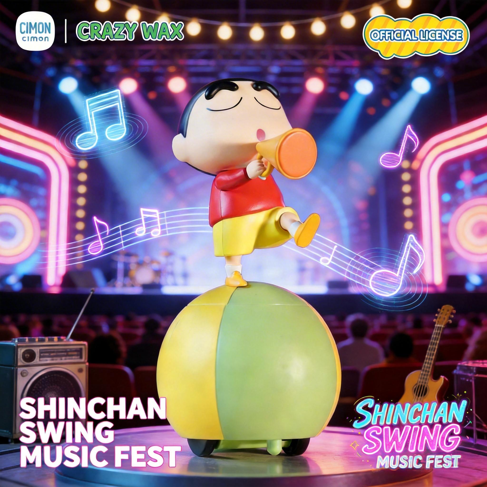 MINISO Crayon Shin-chan Swing Band series desktop ornament toy merchandise—cute gifts for friends, holiday gifts, birthday gifts