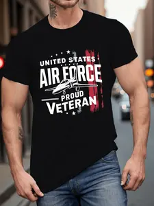 Casual Military Style Men'S T-Shirt United States Air Force Proud Graphic Design for Everyday Wear And Seasonal Occasions Ideal Gift for Veterans And Military Enthusiasts Same Style for Men And Women 2026 Summer Short-Sleeved Printed T-Shirt