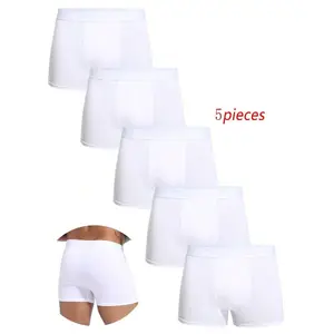 5pieces Pack White Boxer Shorts Men Polyester Underwear Breathable Male Underpants For Men Homme Boxershorts Slips