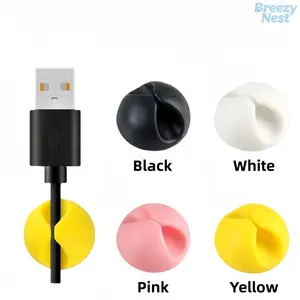 Wire General 4 Counts Round Ultra-Adhesive Compact Cable Holders for Power Cables Phone Chargers USB Cables Universal Fit 5mm Work Organizer Office Gadgets Multifunctional Stationery Supplies