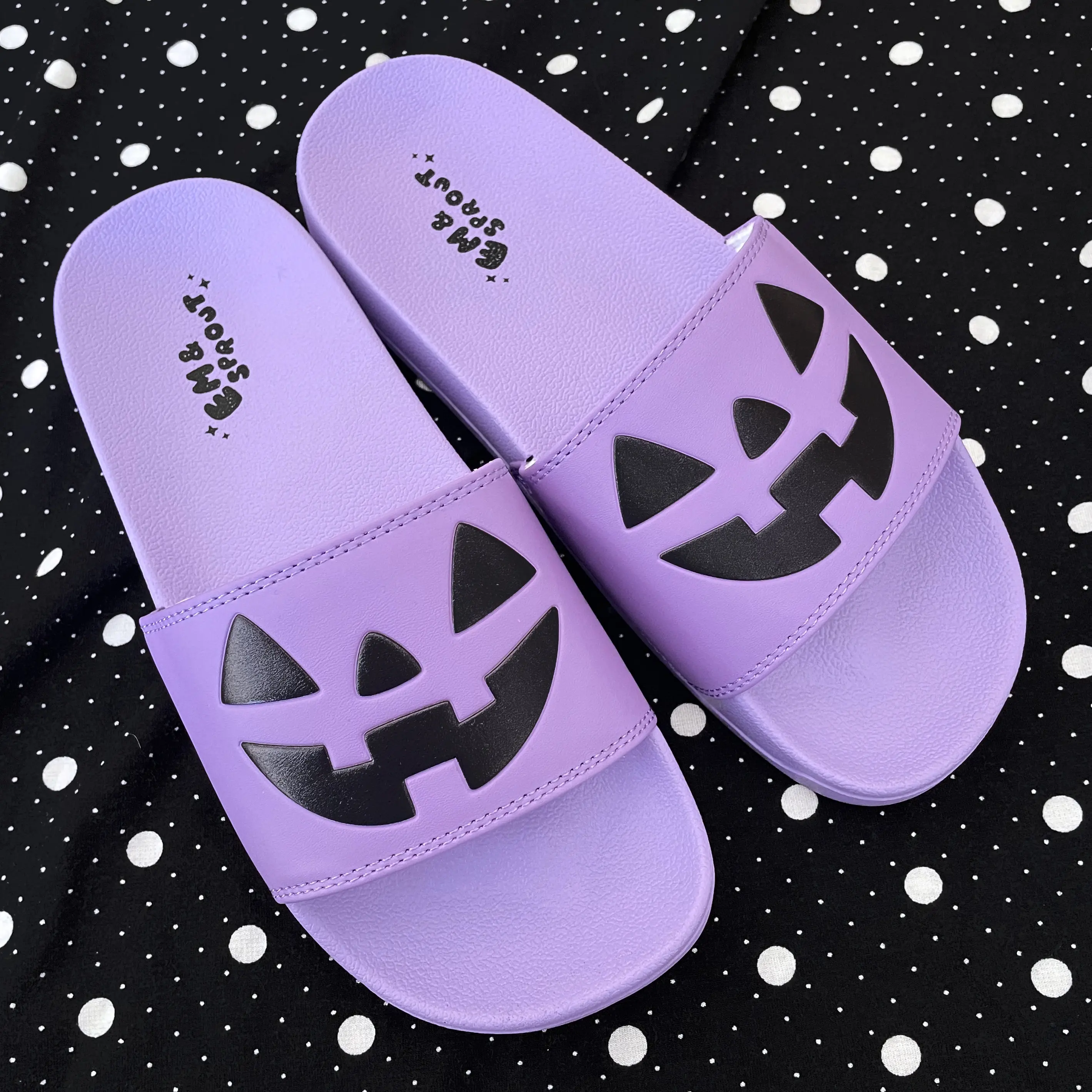 Purple Halloween Jack O Lantern Slides - Women's Sizes 6-11
