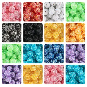 24pcs 14/16/20mm Resin Bayberry Ball Rhinestone Beads, Fashionable and Exquisite Acrylic Beads, Suitable for Pen Accessories, Bracelets Jewelry Making DIY Decorative Accessories