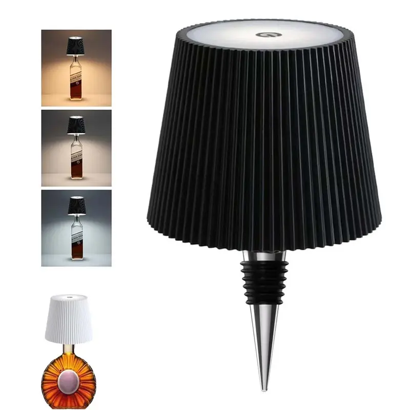 Custom-Shaped Cordless LED Bottle Lamp - 2400mah Battery-Powered, Touch Control, 3 Light Colors, Stepless Dimming, 4.3*3.6 Inch Compact Modern Design, Easy Style Bases & Shades, Indoor Ambiance Accent Lighting Lamps, Desk Upgrade for Bars & Desks