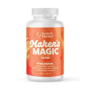 Maker’s Magic Sealer - Gloss Finish 8oz, All Purpose Waterbase & Waterproof Sealer for Crafts, Clear Glue for Glitter, Adhesive for Decoupage, Wood, Fabric & More, 1 Pack