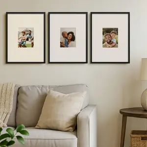 Americanflat Picture Frame with Mat | Set of 3 | Slim Molding