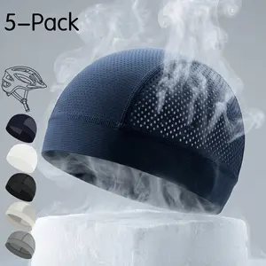 [5-Pack] Cooling Skull Cap, Breathable Helmet Liner for Motorcycle & Cycling, Sweat Wicking Under-Helmet Hat for Men & Women, Quick Dry Mesh Running Beanie, Moisture Wicking Hard Hat Liner for Construction, Outdoor Sports Summer Riding Headwear