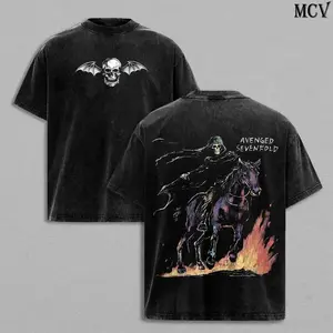 Avenged Sevenfold Band Tee Washed – Vintage Acid Wash Heavy Cotton Oversize Unisex Rock Band T-Shirt, Sweatshirt & Hoodie, Retro Y2K Metalcore Streetwear Top, A7X Tour Merch Menswear for Fans