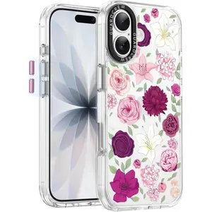 for iPhone 17 Case, [Crashproof 11FT Military-Grade Drop Protection] [Anti-Yellowing&Anti-Peel Off] Slim Clear Shockproof TPU Bumper Phone Cover for iPhone 17-Flower Bloom
