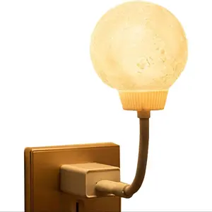 Moon Shaped LED Night Light, USB Powered Voice Control Desk Lamp, Dimmable Bedroom Light for Bedroom Bathroom Decor