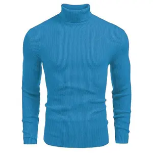 Men's Slim Fit Knitted Ribbed Turtleneck/High Neck Sweater - Soft Thick Long Sleeve, Basic Winter Casual Knitwear, Ideal to Match Jeans for Outdoor Wear Can be used with raincoat