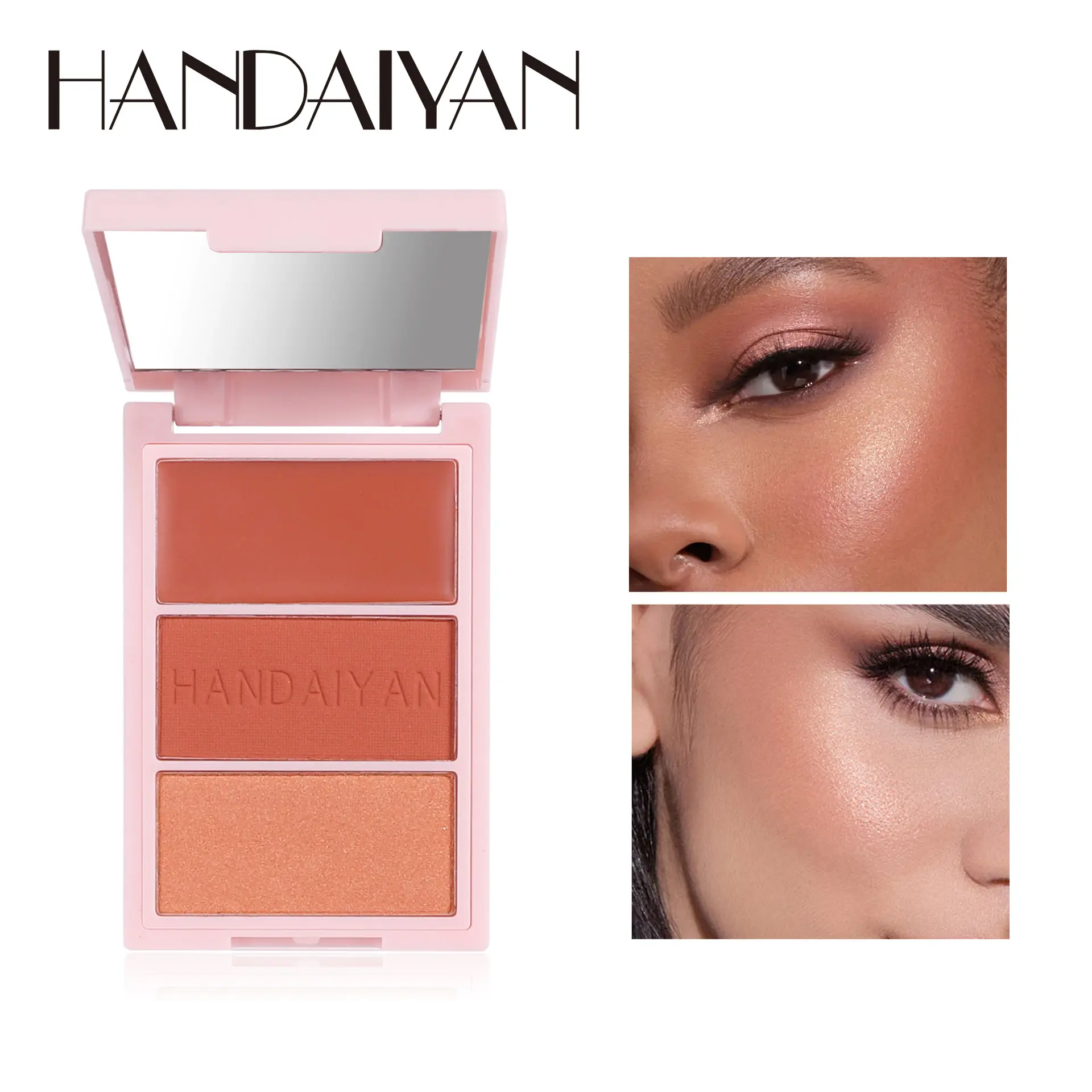Multicolor Cheek Blusher Palette Set for Women and Girls,Enhancing Party Makeup,Brightening Face,Multifunctional THREE-Color Blush,All-in-one Palette