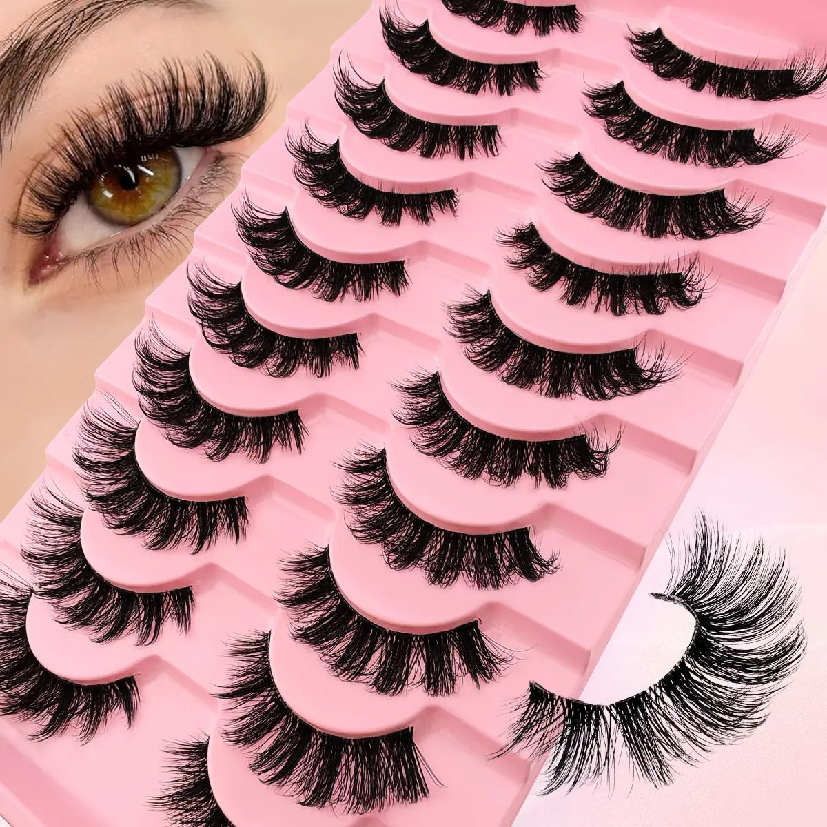Natural Look Eyelash Extensions, 10 Pairs/tray 15mm Self Grafting Curl Strip Eyelashes, Naturally Curly Eyelashes, Cosmetic False Lashes, Eye Makeup Enhancement False Eyelashes, Diy False Eyelashes, Beginner Friendly Lashes, Longer Looking Eyelashes