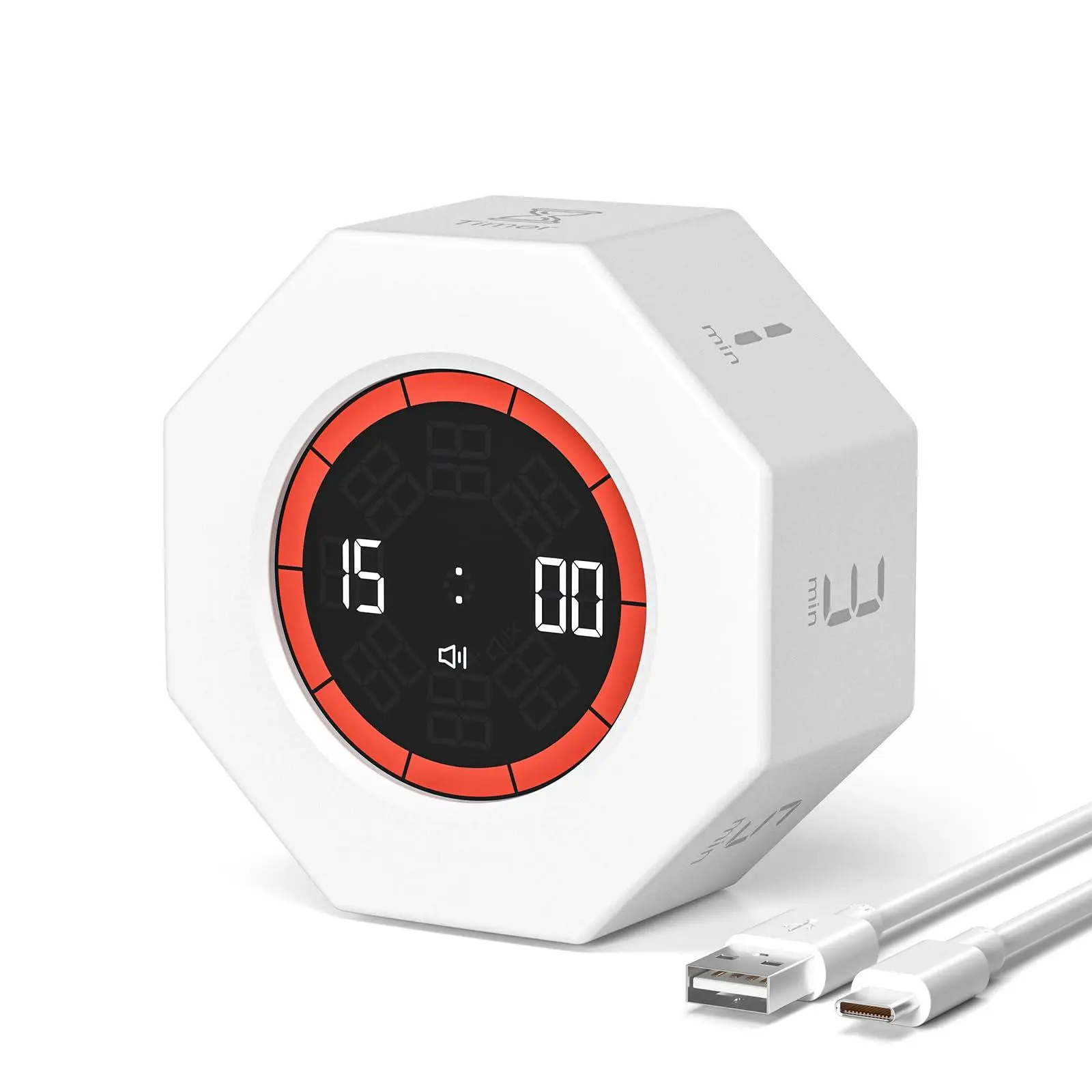 Secura Pomodoro Timer  Rotating Cube Time Flip Gravity Sensor With 7 Presets(1/3/5/10/15/30/60 Minutes) Visual Progress Bar For Tasks Work Study (white)
