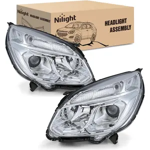Nilight Headlight Assembly Compatible with 2016 2017 Chevy Equinox OE Style Projector Replacement Halogen Headlights Chrome Housing Clear Reflector Headlamp Passenger and Driver Side