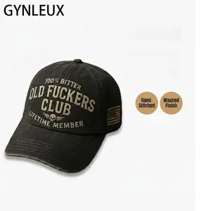 GYNLEUX 100% Bitter Old F*ckers Club Lifetime Member Wash Hat Funny Pigment Low Profile Cap for Men Vintage Comfort Baseball Hat Perfect Sarcastic Gift for Dad Grandpa Husband or Friends